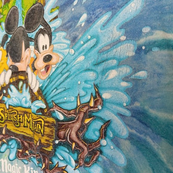 Walt Disney Magic Kingdom Splash Mountain S T Shirt Blue Tie Dye Mickey Donald - Picture 10 of 15